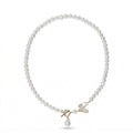 Elegant Pearl Necklace with Butterfly and Pearl Pendant