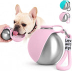 Portable Dog Water Bottle, 10 oz Stainless Steel Pet Travel Dispenser with Silicone Foldable Bowl, Leak Proof Tumbler, Dog Walking Accessories for Hiking and Small Pets