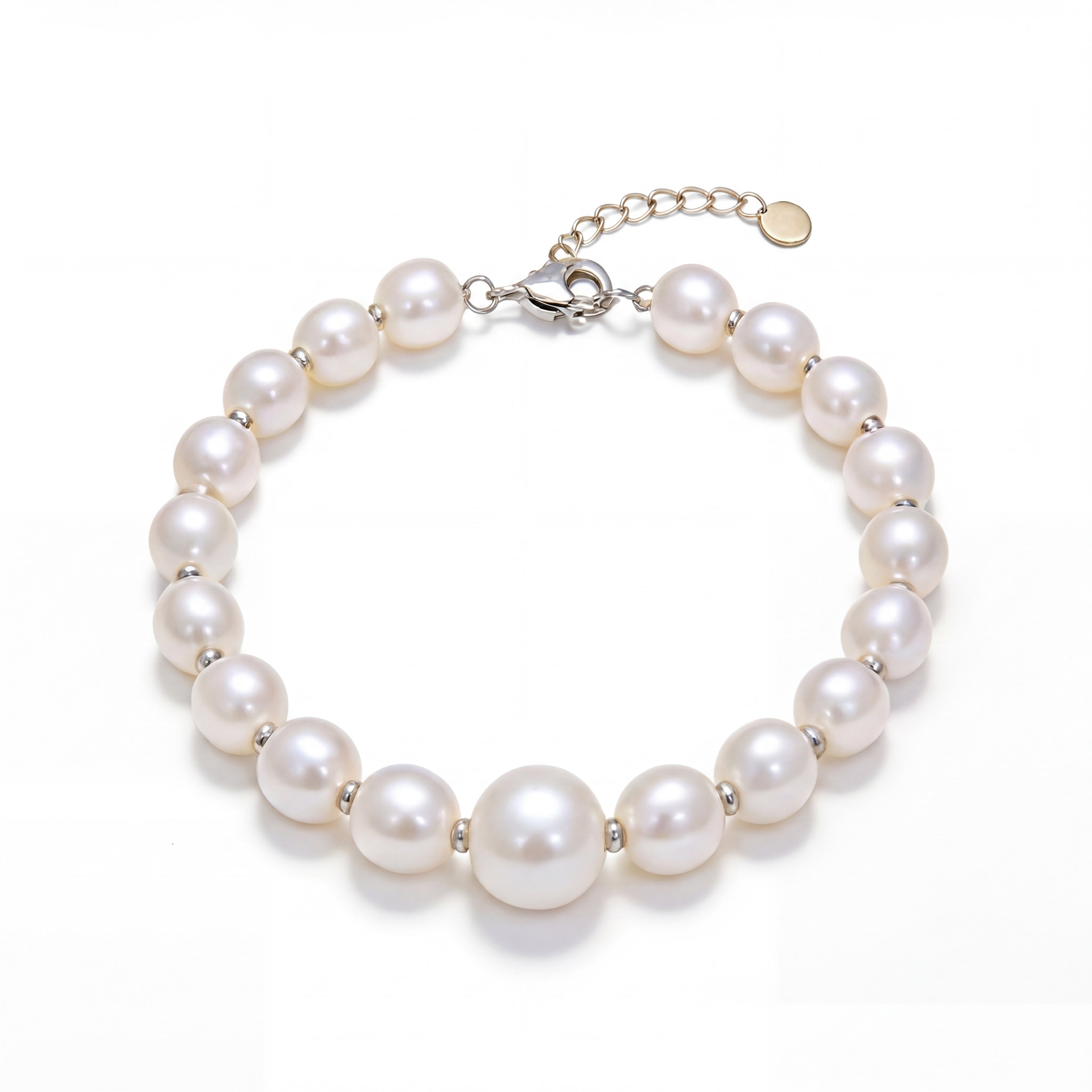 Classic Freshwater Pearl Bracelet with Sterling Silver Accents