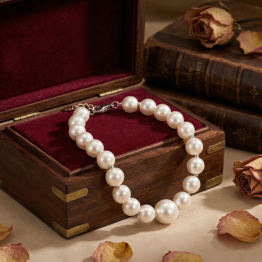 Classic Freshwater Pearl Bracelet with Sterling Silver Accents