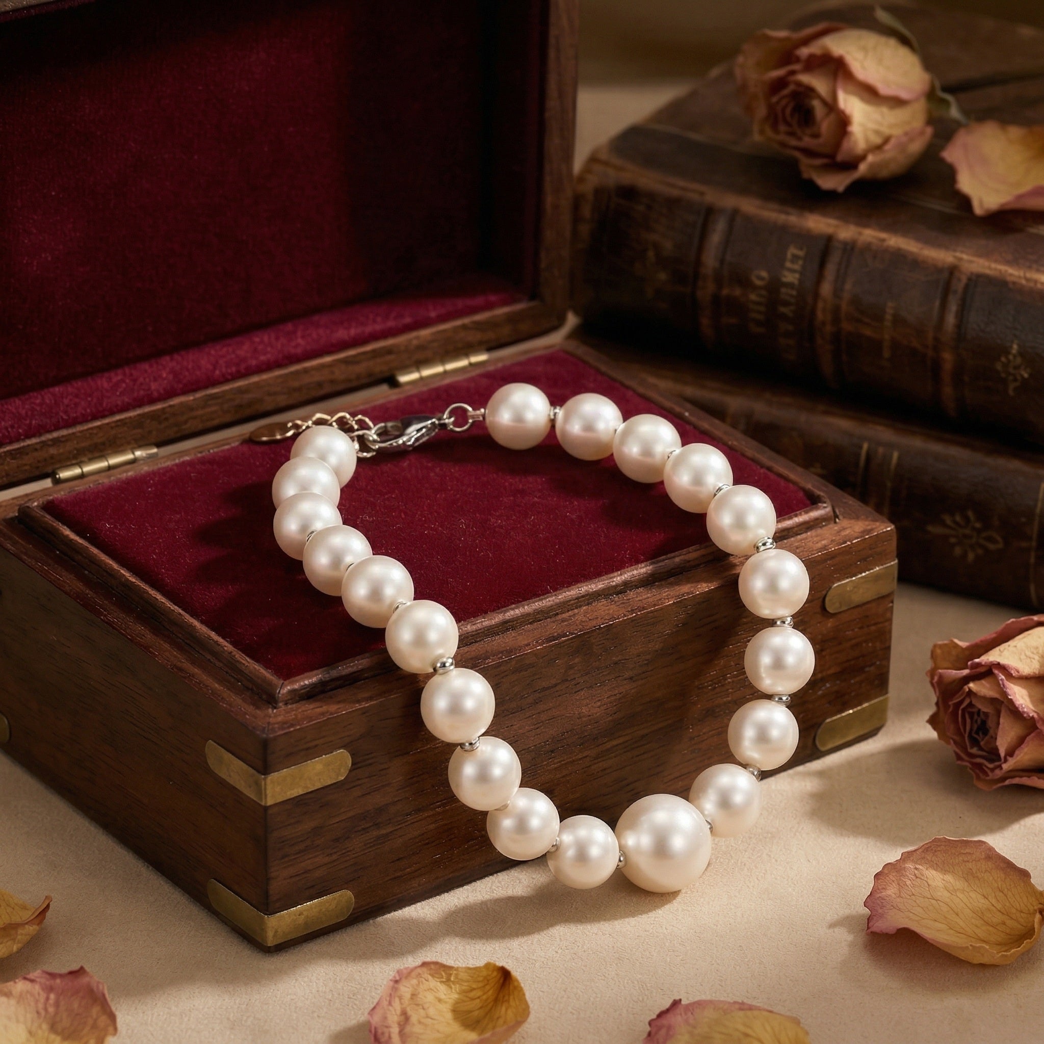 Classic Freshwater Pearl Bracelet with Sterling Silver Accents