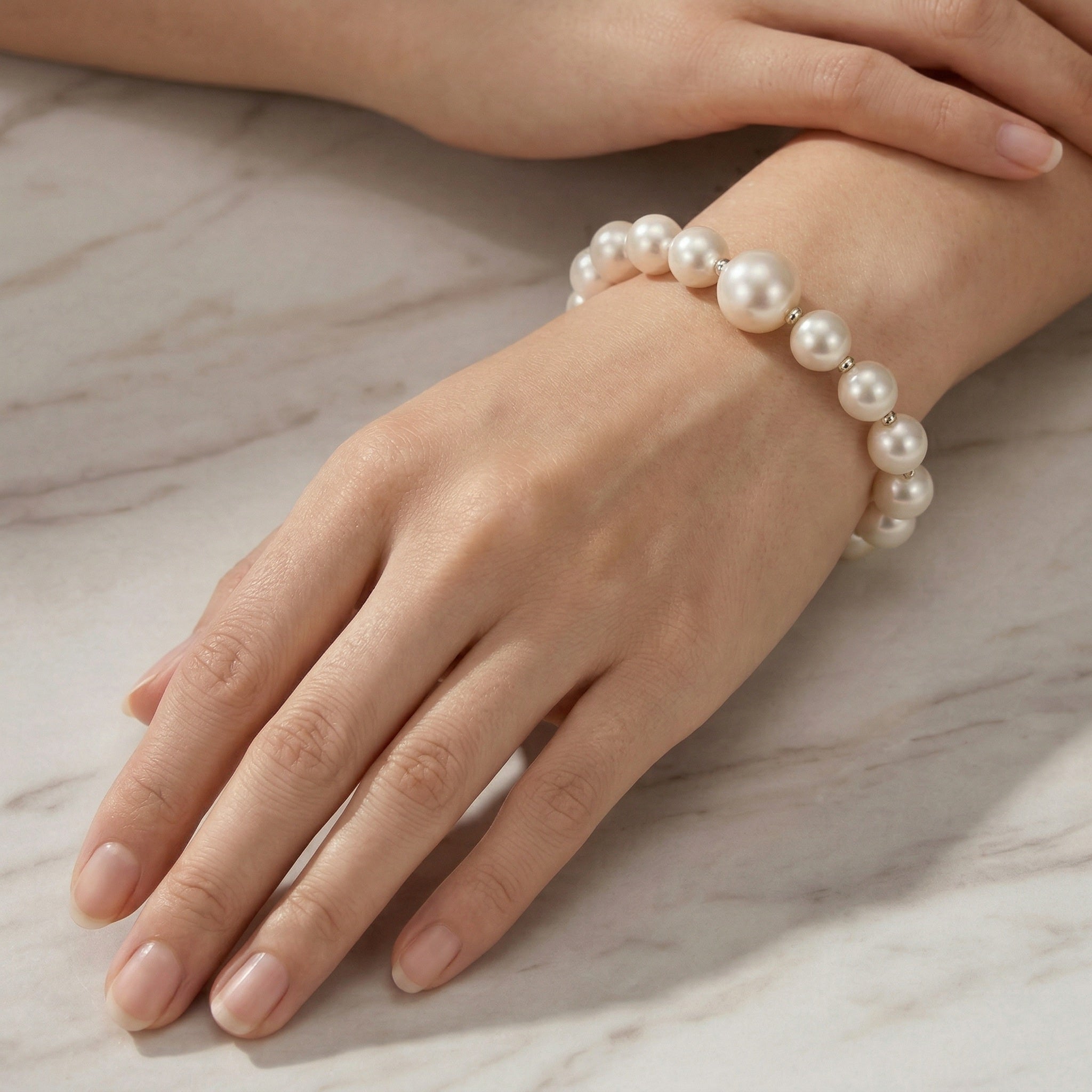 Classic Freshwater Pearl Bracelet with Sterling Silver Accents