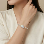 Elegant Freshwater Pearl Bracelet with Rose Gold Accents and Baroque Pendant