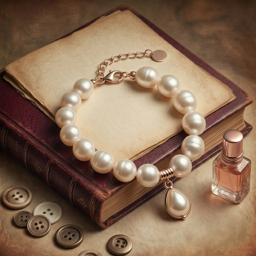 Sophisticated Freshwater Pearl Bracelet with Teardrop Pendant