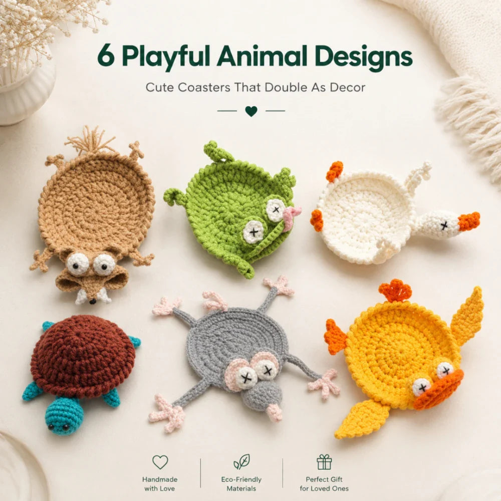 Handmade Animal Crochet Coasters - Limited Time Offer