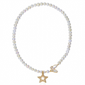 Elegant Pearl Necklace with Star and Butterfly Pendant