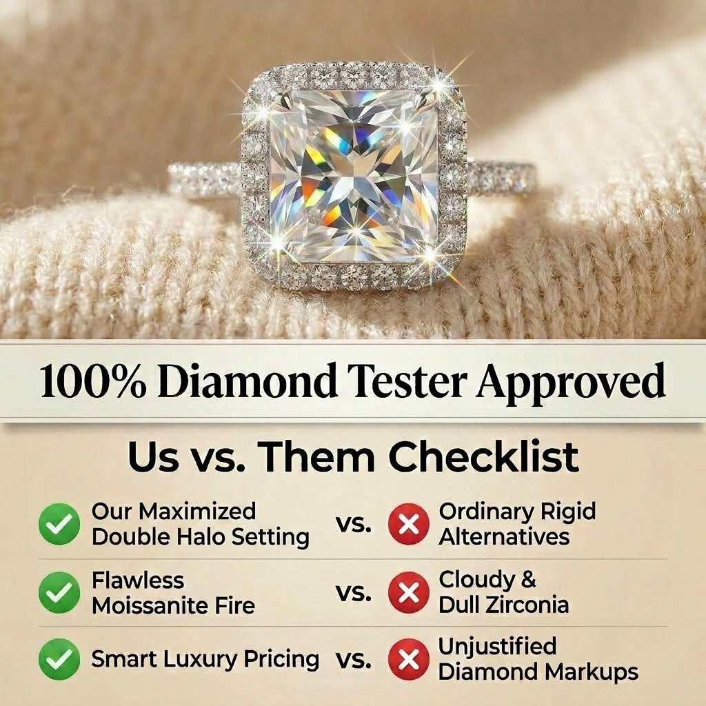 🔥 LAST DAY 90% OFF: Timeless Maximized Double Halo Flawless 5-Carat Moissanite Ring in 18K White Gold Plated