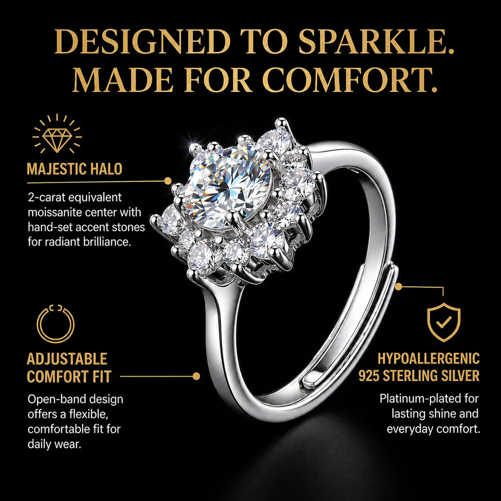 🔥Today Only: 90% OFF-2-Carat Moissanite Sunflower Halo Adjustable Ring