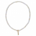 Elegant Pearl Necklace with Gold Key Pendant