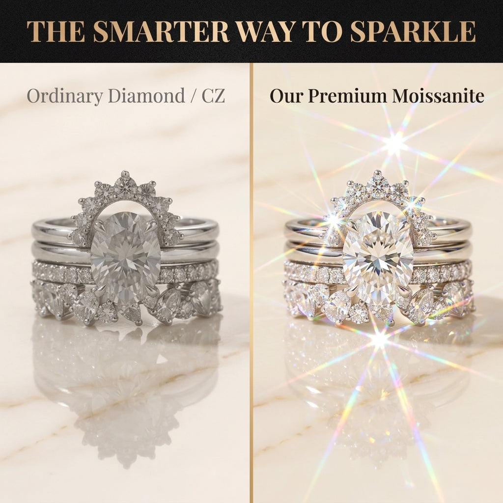 Flawless Brilliance: Oval Moissanite Stackable Statement Ring | 90% OFF Limited Time, Last Day!