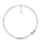 Elegant Pearl Necklace with Silver Butterfly Pendant