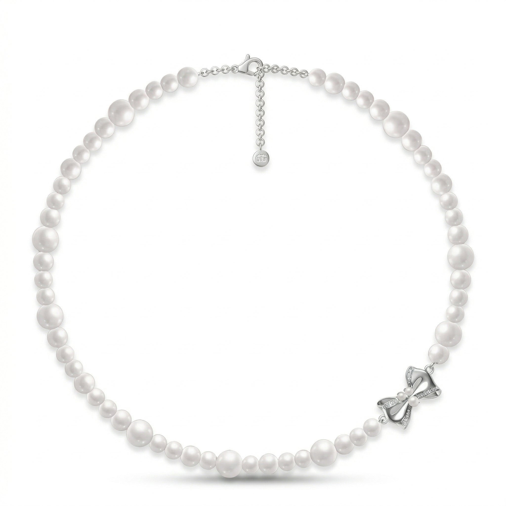 Elegant Pearl Necklace with Silver Butterfly Pendant