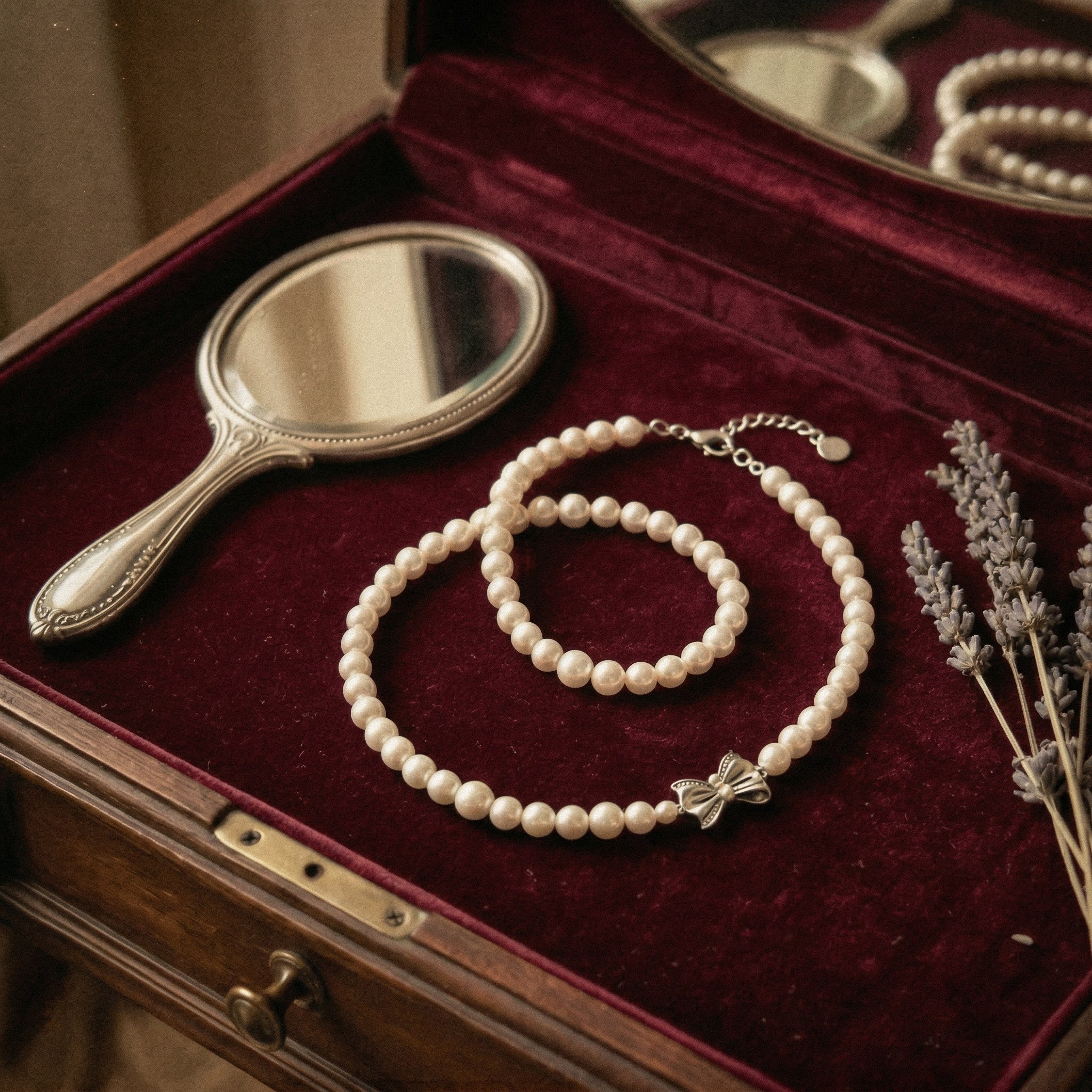 Elegant Pearl Necklace with Silver Butterfly Pendant