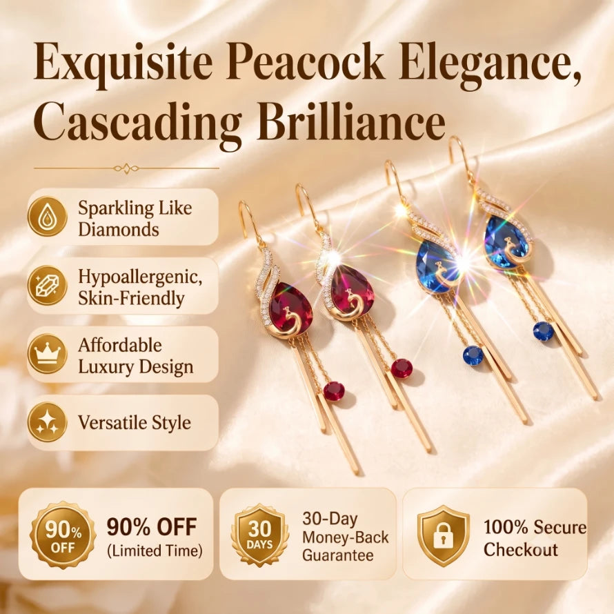 ⚡ 90% OFF Flash Sale: The Royal Peacock: Sapphire-Hued Teardrop Drop Earrings