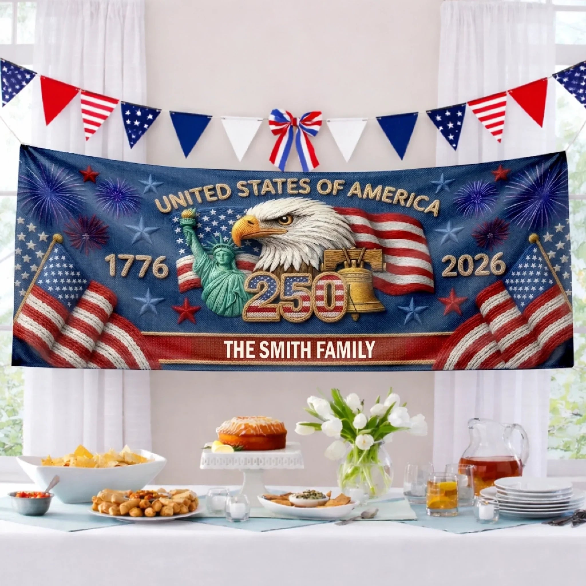 🔥Limited-Time 50% OFF — Personalized 250th America Anniversary Outdoor Banner for Family