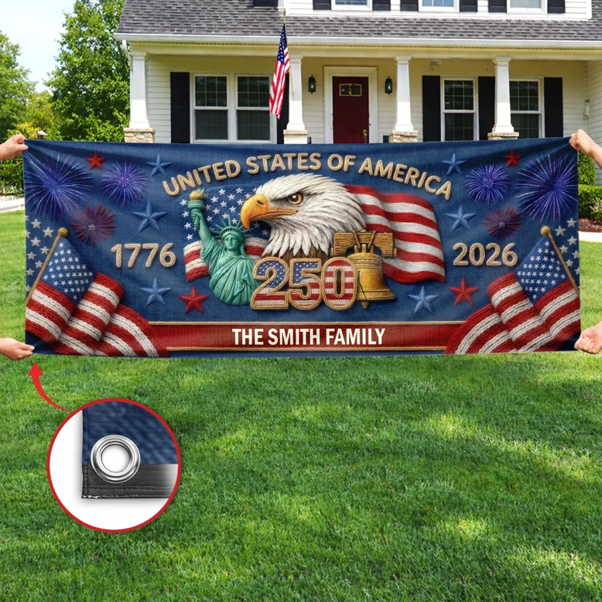 🔥Limited-Time 50% OFF — Personalized 250th America Anniversary Outdoor Banner for Family