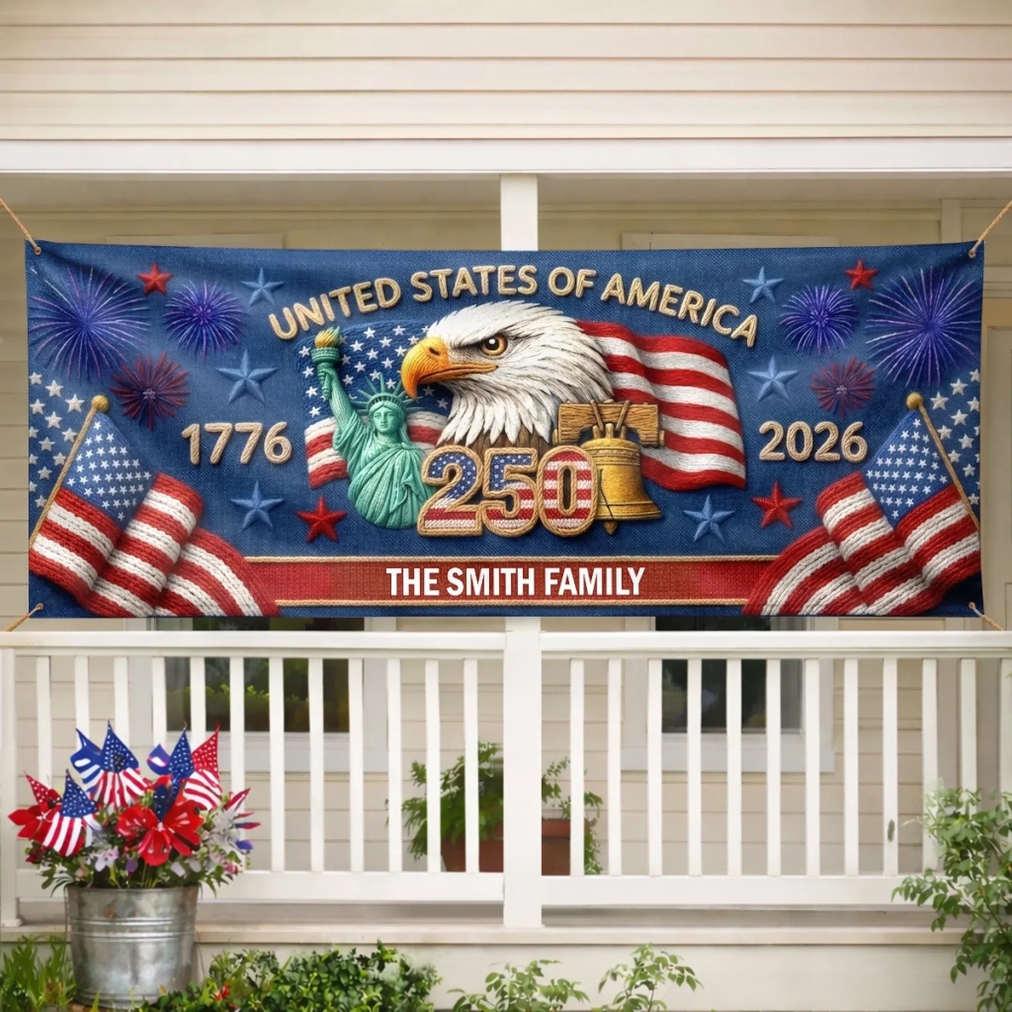 🔥Limited-Time 50% OFF — Personalized 250th America Anniversary Outdoor Banner for Family