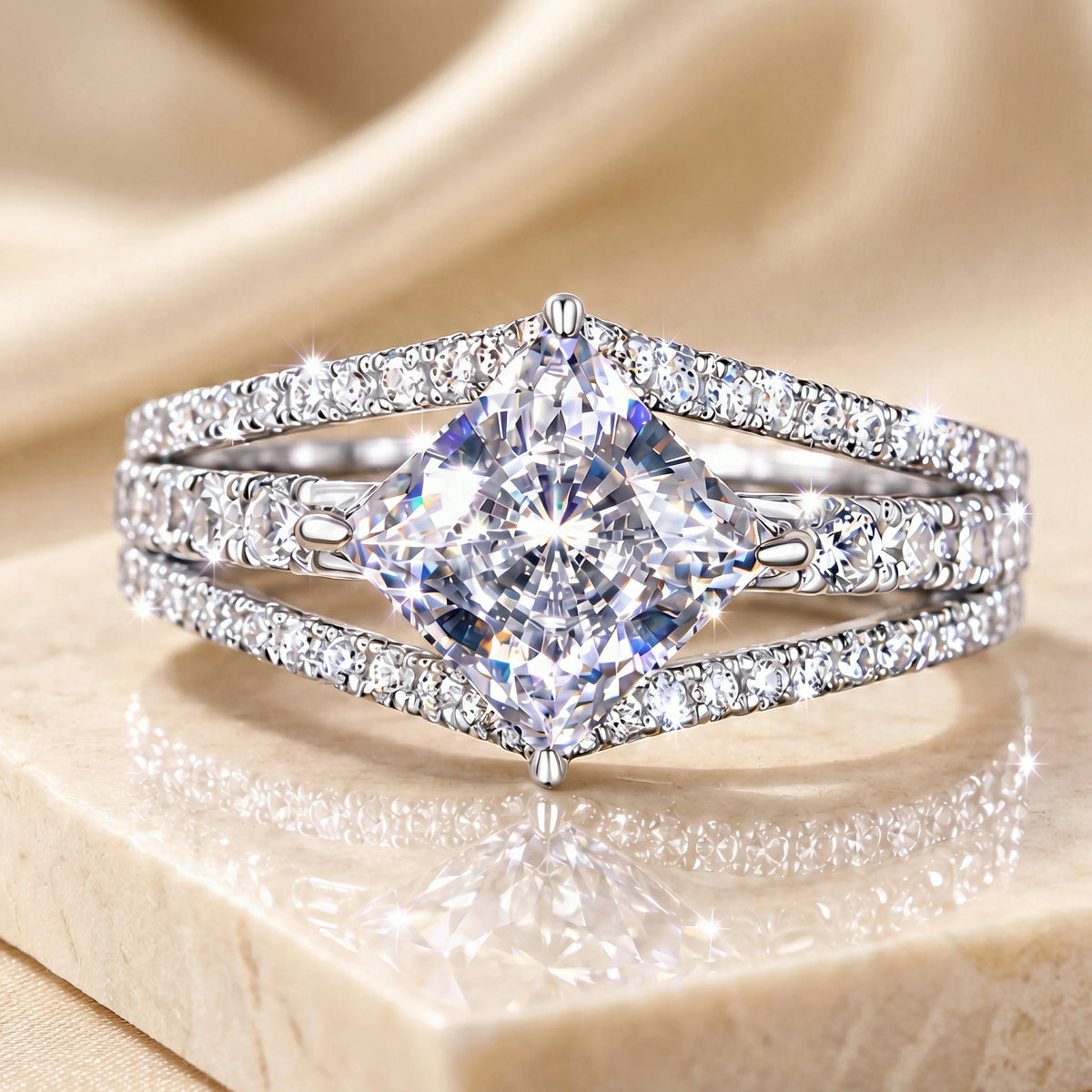 🔥 LAST DAY 90% OFF : Sparkle Like Never Before with this Illusion Stacked Lab-Grown Diamond Ring in Premium Platinum