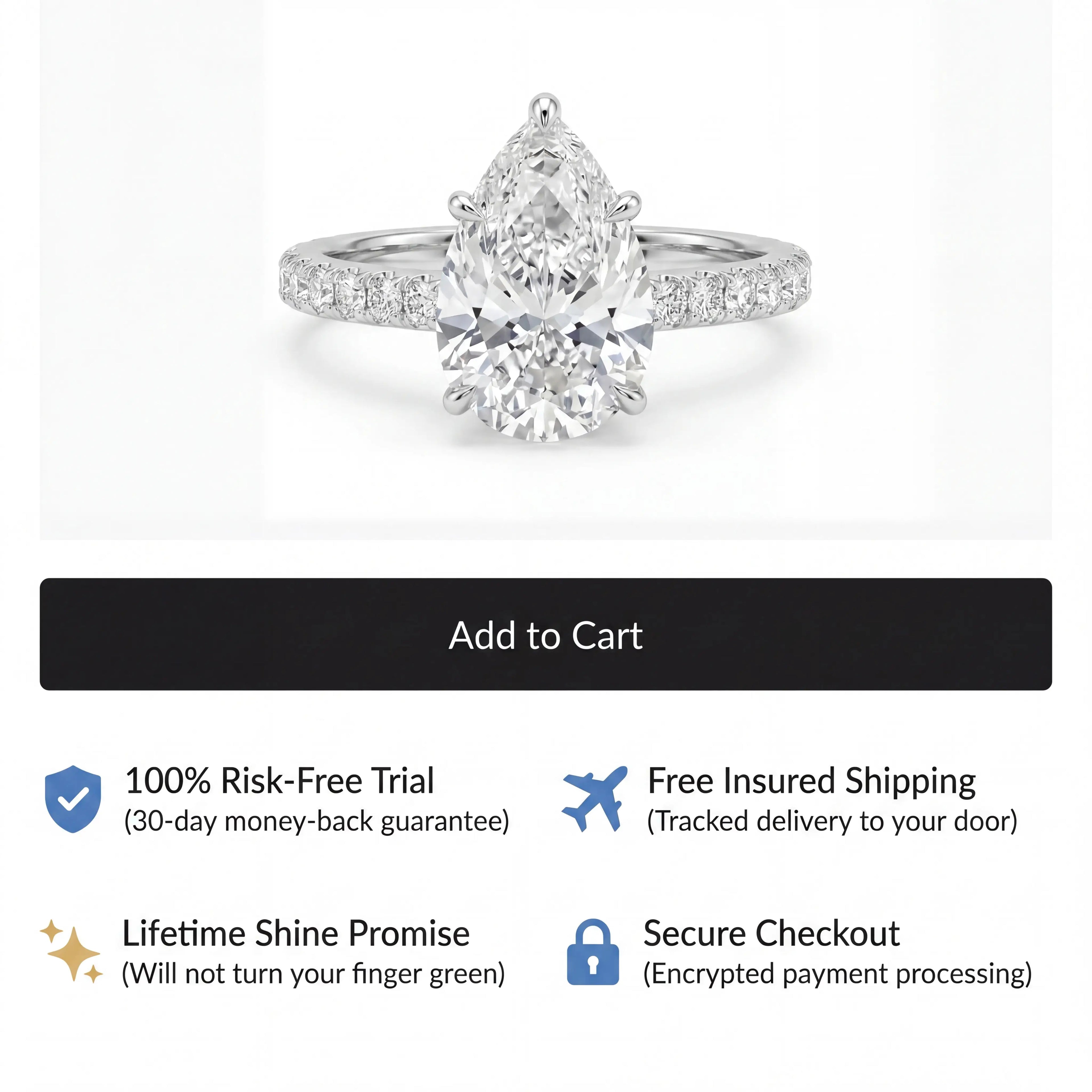 🔥Limited Time 90% Off- The Flawless Pear-Cut Solitaire | Premium Diamond Alternative