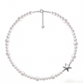 Timeless Pearl Necklace with Silver Star Pendant