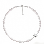 Timeless Pearl Necklace with Silver Star Pendant