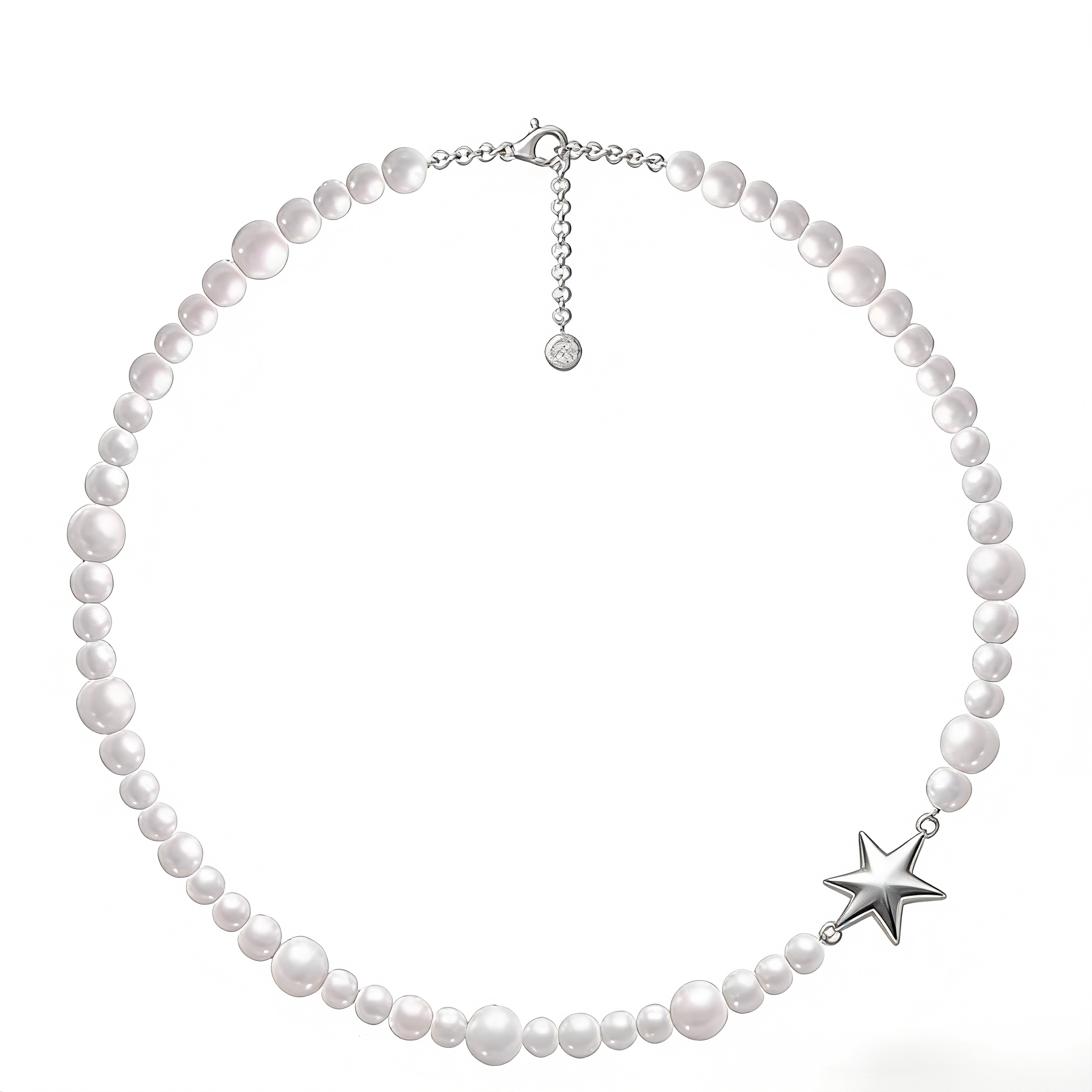 Timeless Pearl Necklace with Silver Star Pendant