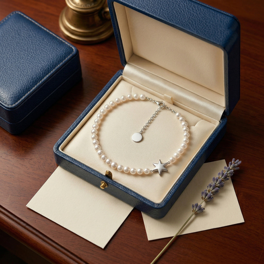 Timeless Pearl Necklace with Silver Star Pendant