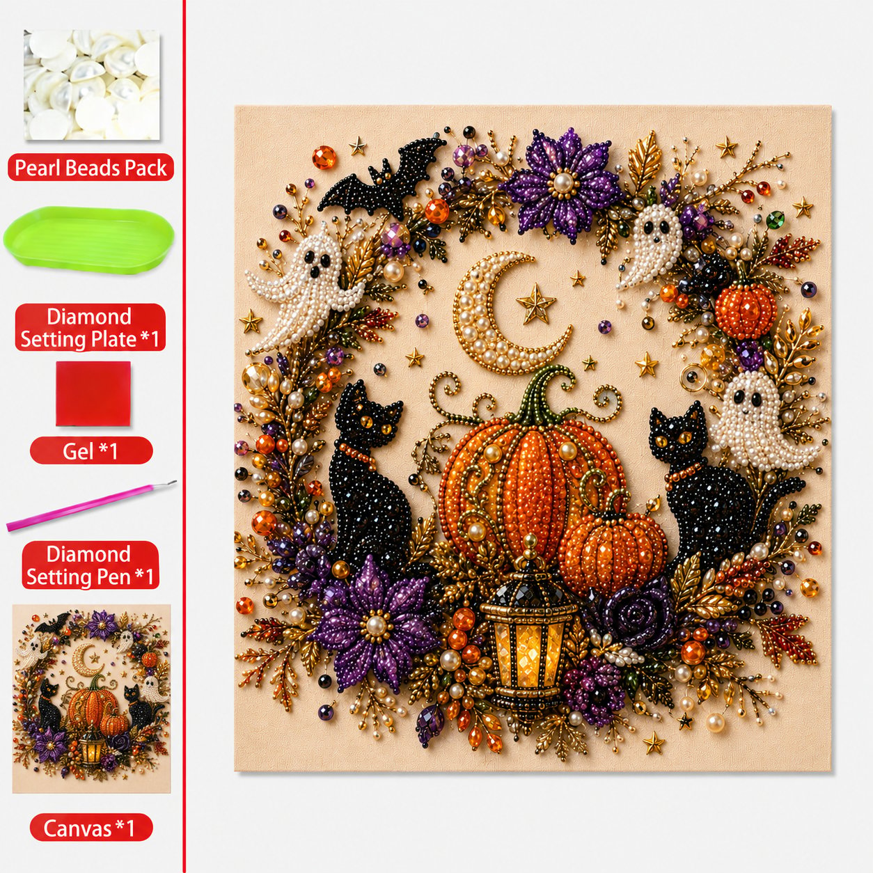 🔥Last Day 50% OFF– 👻✨ Halloween Pearl Art DIY Kit – Turn Tiny Pearls into Spooky-Cute Magic