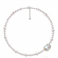 Elegant Pearl Necklace with Baroque Pearl Pendant