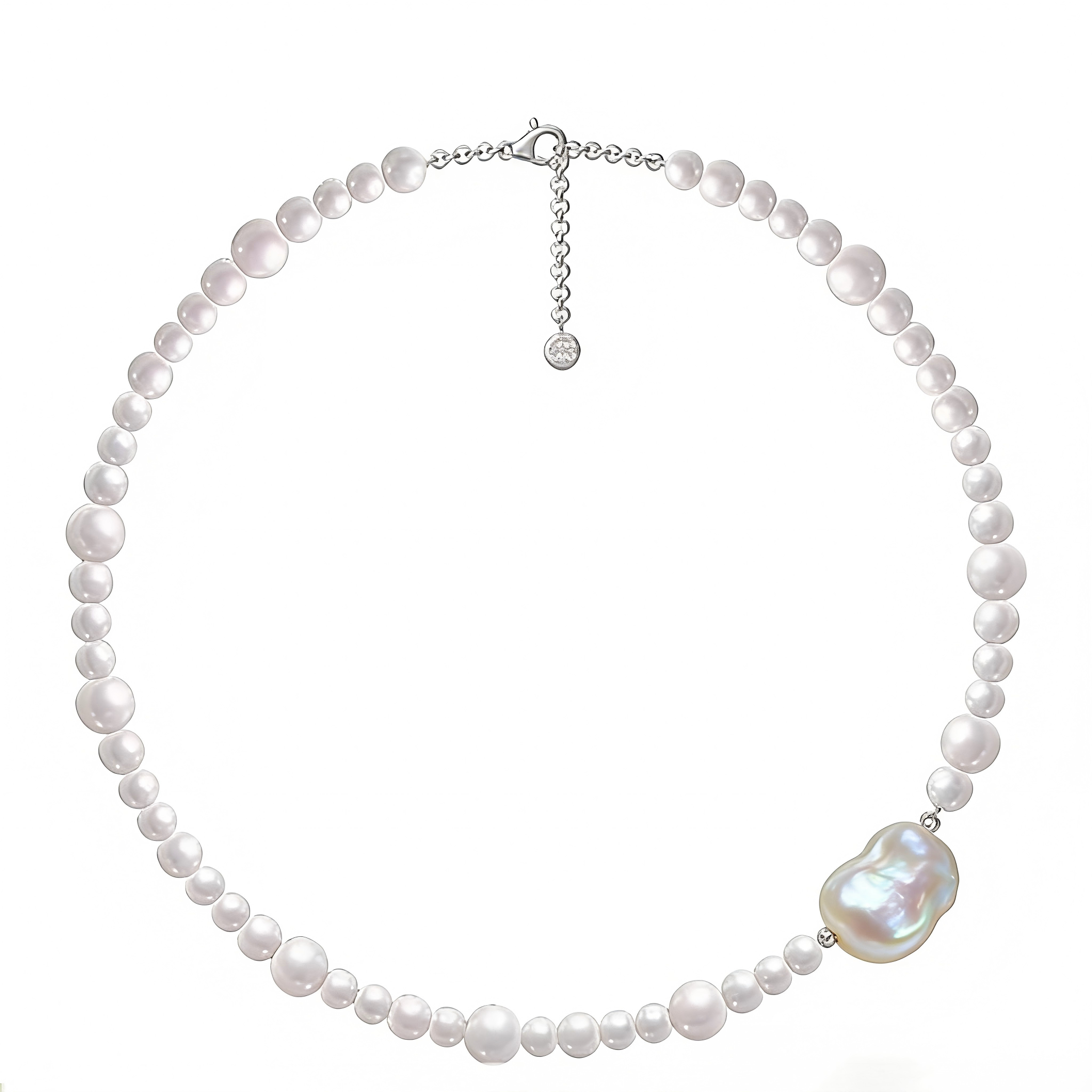 Elegant Pearl Necklace with Baroque Pearl Pendant