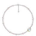 Elegant Pearl Necklace with Teardrop Mother-of-Pearl Pendant