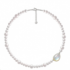 Elegant Pearl Necklace with Teardrop Mother-of-Pearl Pendant
