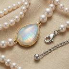 Elegant Pearl Necklace with Teardrop Mother-of-Pearl Pendant