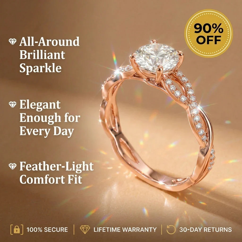 🚨 LAST DAY 90% OFF- Premium 2ct Moissanite Travel Ring - Classic Twisted Band (Passes Diamond Tester)