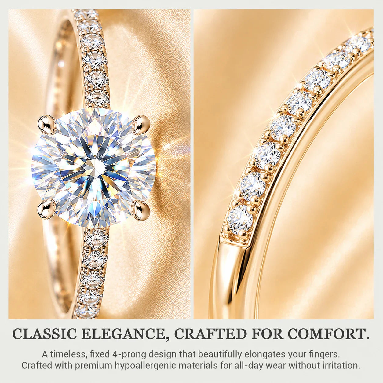 🔥 LAST DAY 90% OFF: Ultimate Brilliance Cut Travel-Safe Flawless 3-Carat Round Hidden Halo Moissanite Ring in 14K White Gold