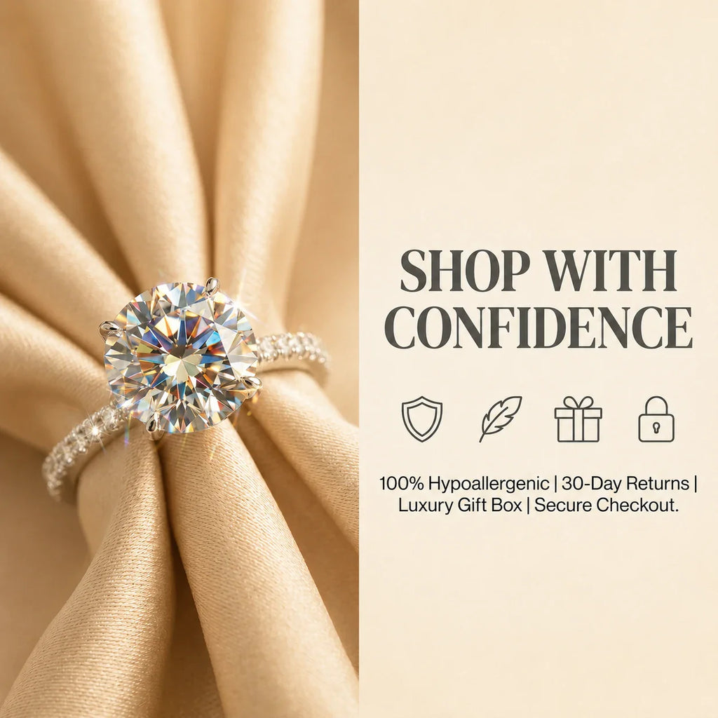 🔥 LAST DAY 90% OFF: Ultimate Brilliance Cut Travel-Safe Flawless 3-Carat Round Hidden Halo Moissanite Ring in 14K White Gold
