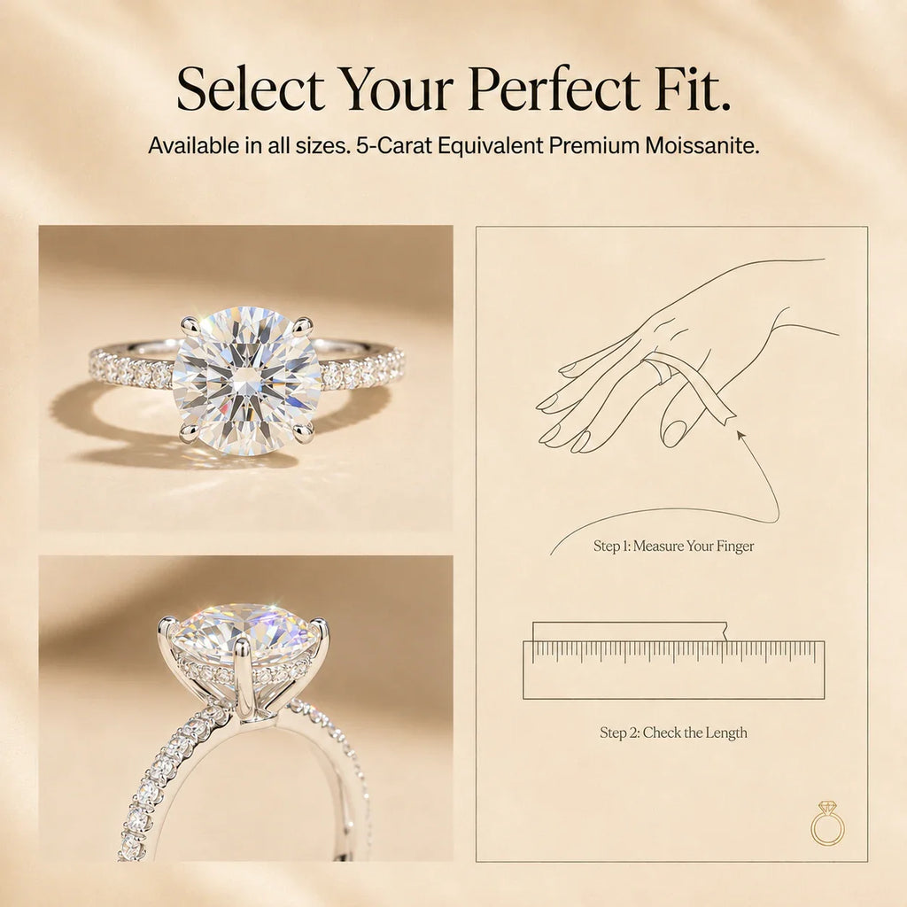 🔥 LAST DAY 90% OFF: Ultimate Brilliance Cut Travel-Safe Flawless 3-Carat Round Hidden Halo Moissanite Ring in 14K White Gold