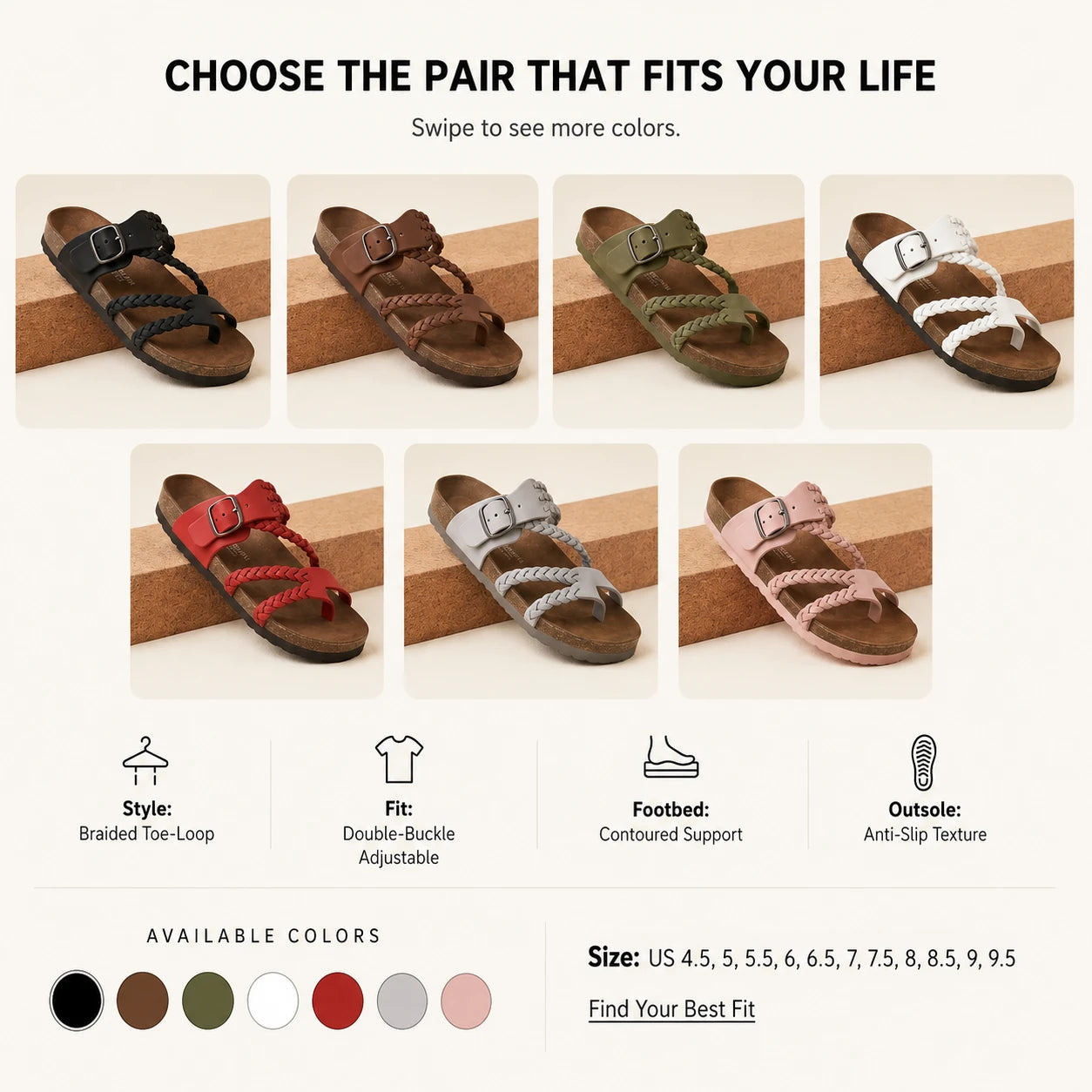 🔥 LAST DAY 50% OFF-Hayleigh Braided Cork Sandals – Your Feet Called. They Want These.