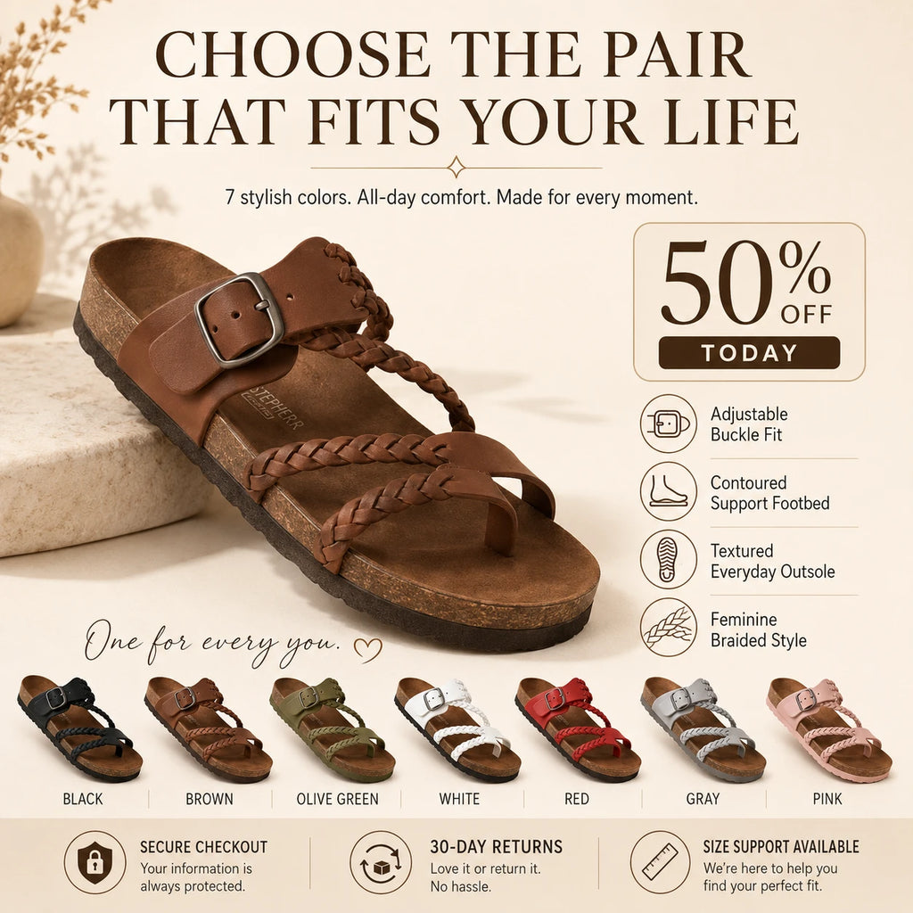 🔥 LAST DAY 50% OFF-Hayleigh Braided Cork Sandals – Your Feet Called. They Want These.