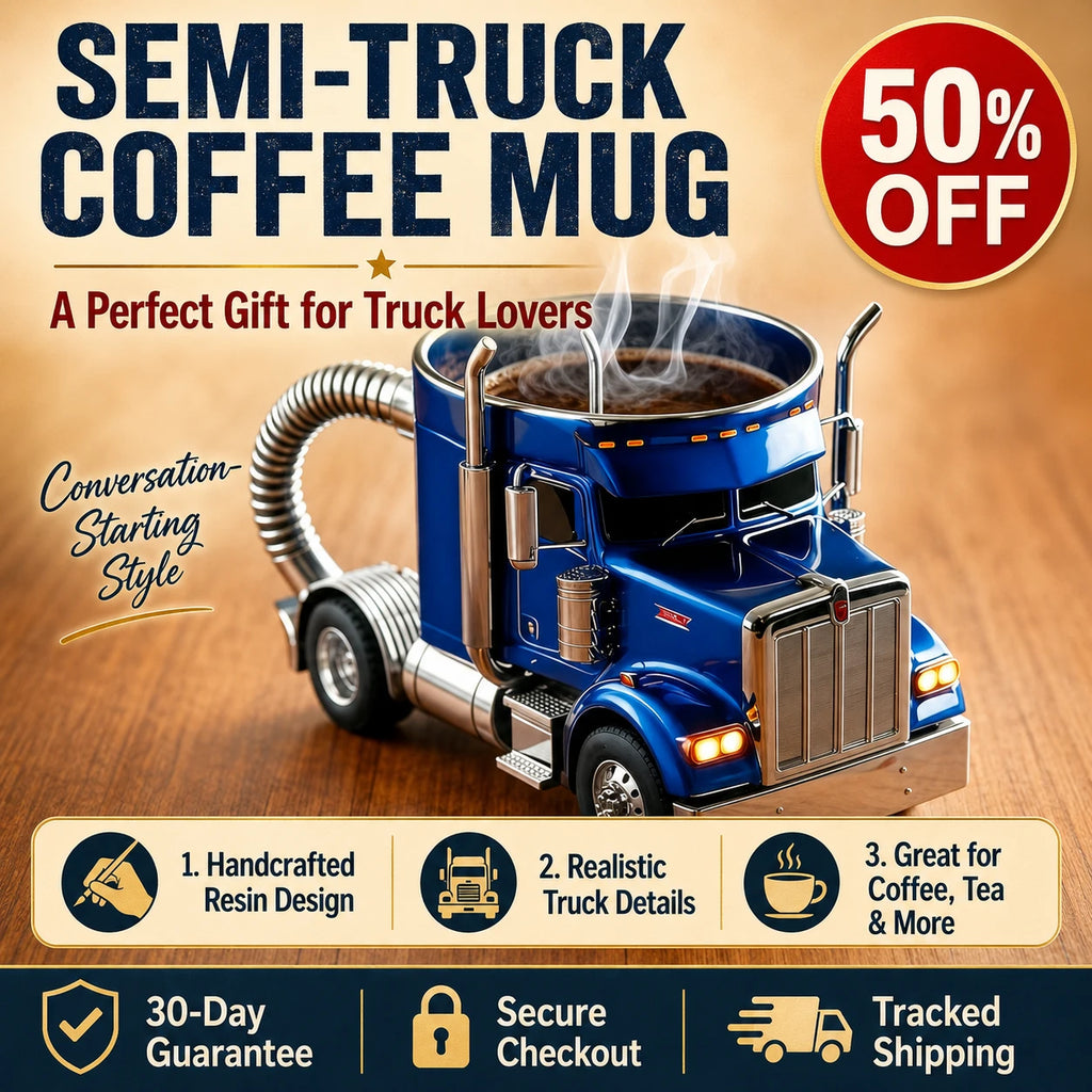 🔥Limited Time 50% OffDurable Semi-Truck Shaped Coffee Mug – Handcrafted Resin Mug for Family & Friends