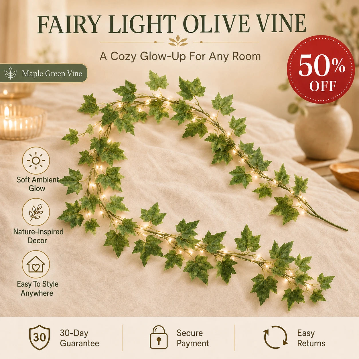 🔥Limited Time 50% Off:Fairy Light Olive Vine