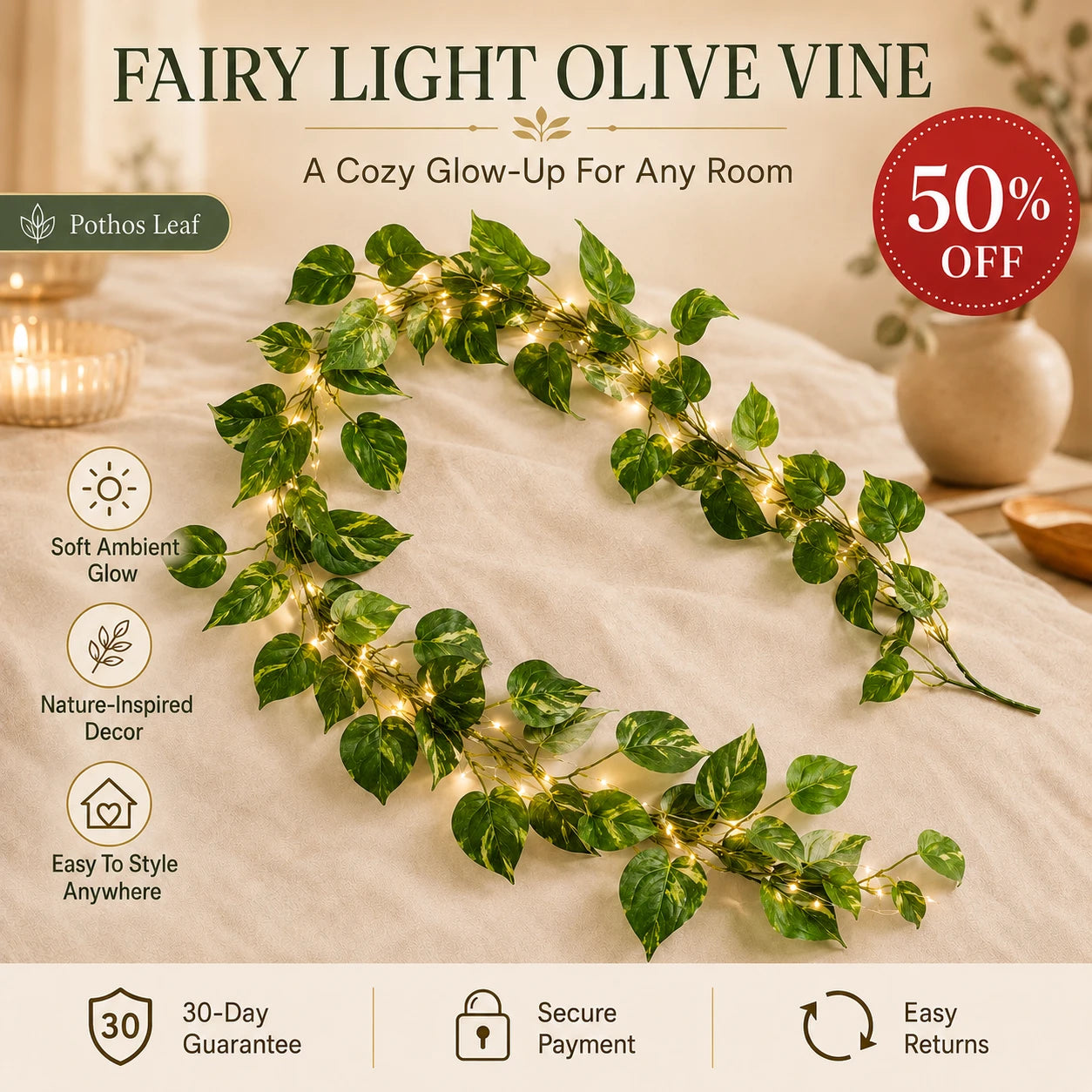 🔥Limited Time 50% Off:Fairy Light Olive Vine