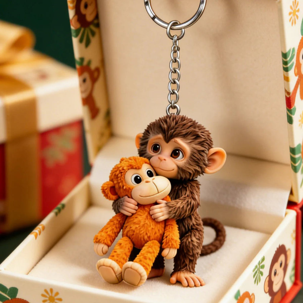 🐵 3D Viral Punch Monkey Keychain — Not Flat💕Fully Handcrafted&Trending