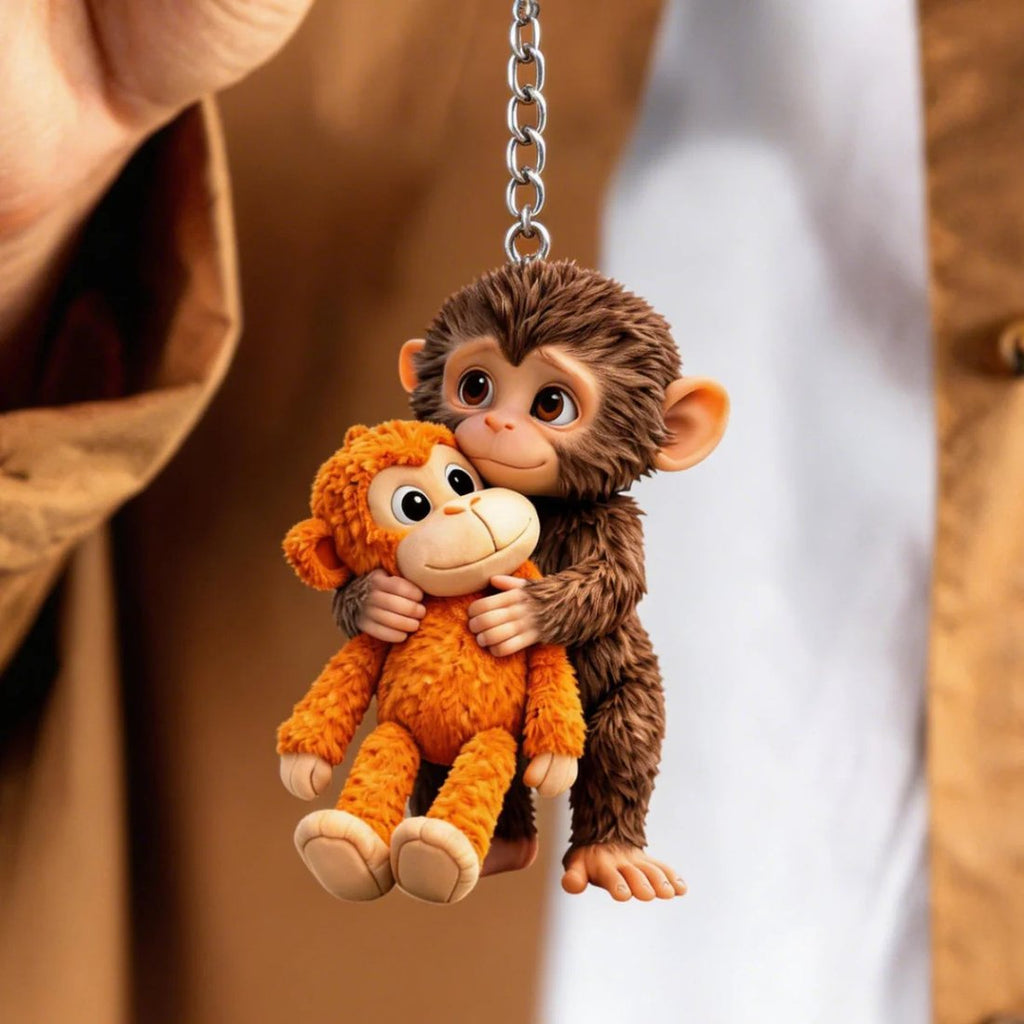 🐵 3D Viral Punch Monkey Keychain — Not Flat💕Fully Handcrafted&Trending