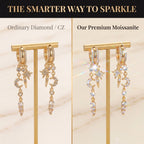 Celestial Elegance: Handmade Lab-Grown Diamond Star & Moon Drop Earrings