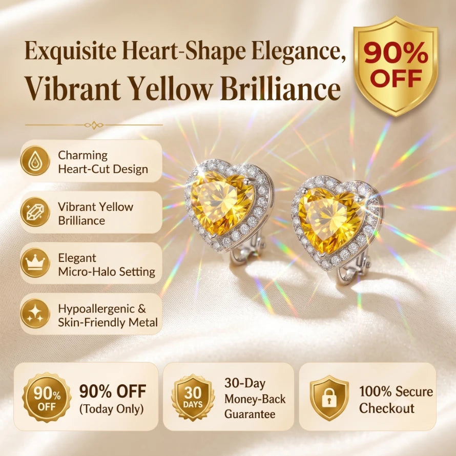 Radiant Heart: Handmade Lab-Grown Moissanite Clip-On Earrings--Last Day Sale-90% OFF💕