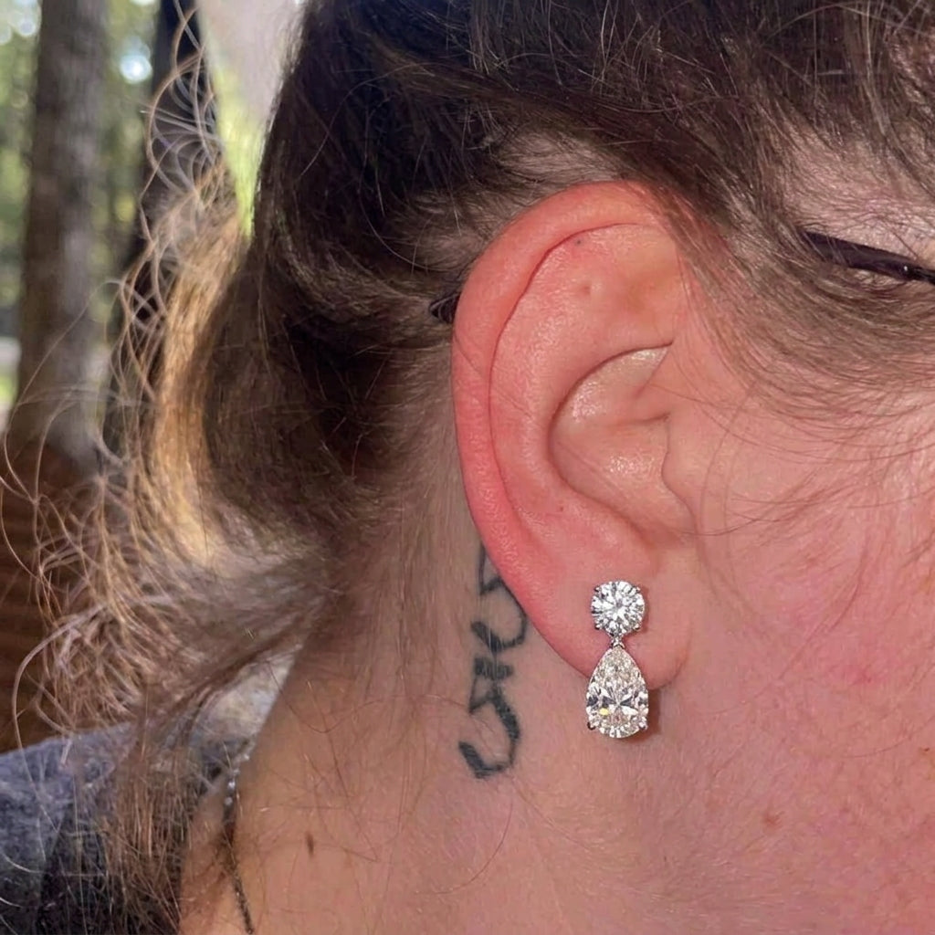 Radiant Elegance: Round & Pear Premium Moissanite Drop Earrings--Last Day Sale-90% OFF💕