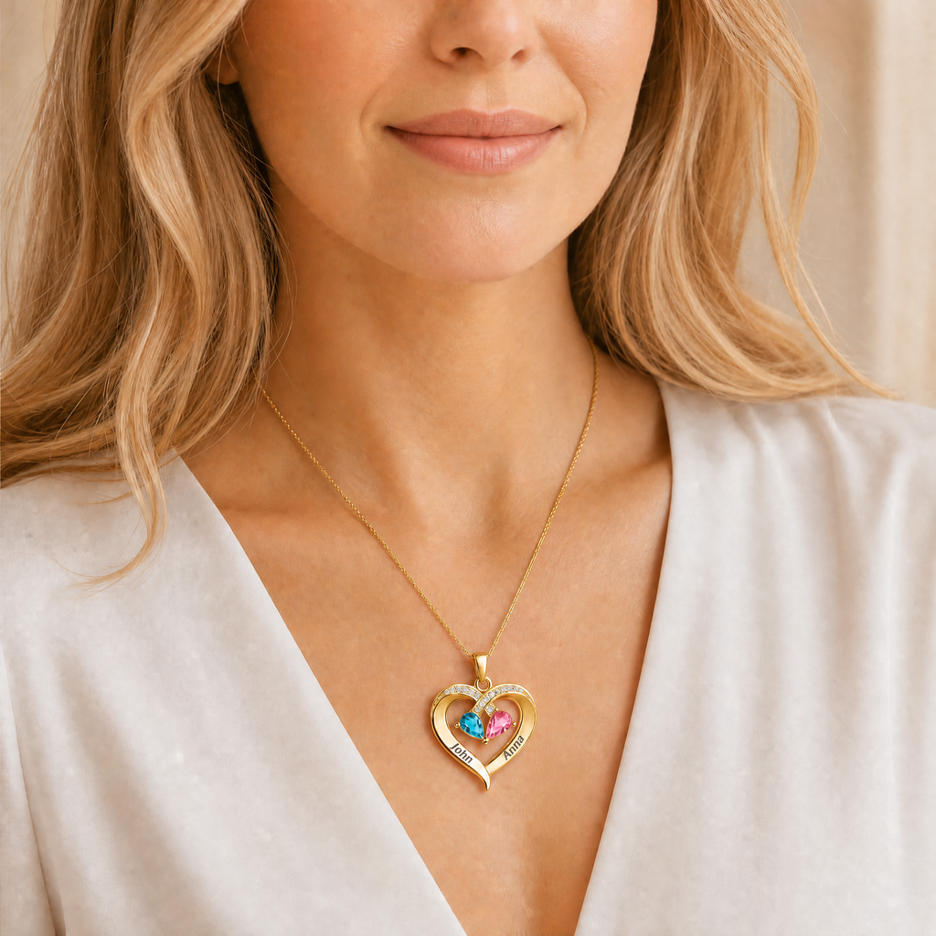 🎁  Last Day 90% OFF -To My Wife – Birthstone Heart Necklace