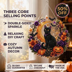 🔥Last Day 50% OFF-🎃Halloween Black Cat Moon Diamond Art Hanging Ornament Kit
