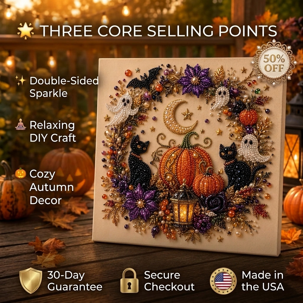 🔥Last Day 50% OFF– 👻✨ Halloween Pearl Art DIY Kit – Turn Tiny Pearls into Spooky-Cute Magic